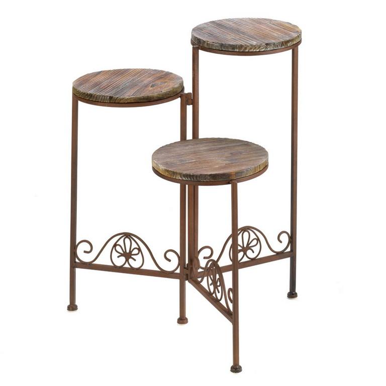 Rustic Triple Plant Stand - Saunni Bee - Patio; Lawn & Garden