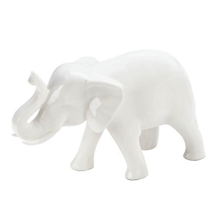 Sleek White Ceramic Elephant - Saunni Bee - Home Decor