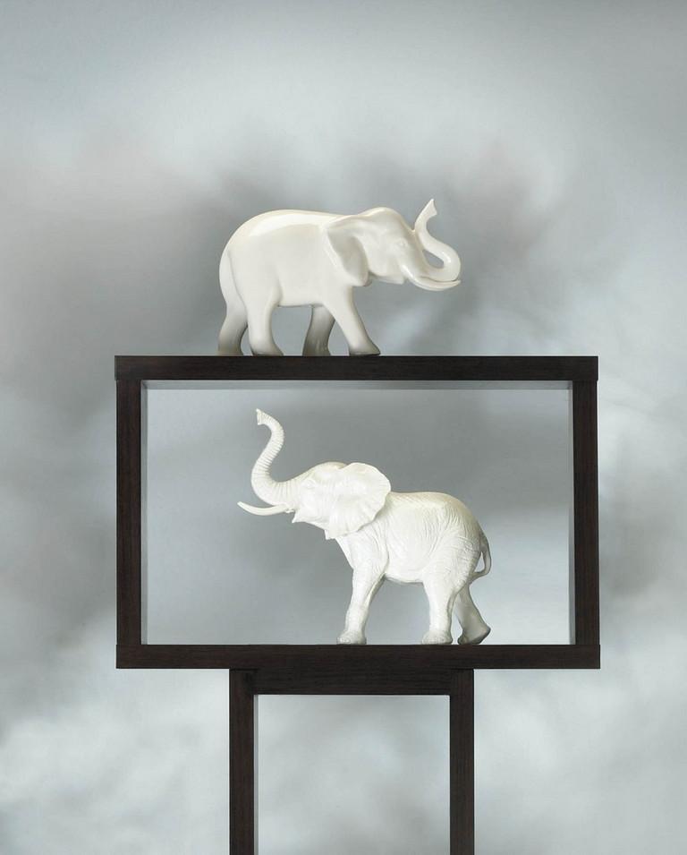 Trumpeting White Elephant Statue - Saunni Bee - Home Decor