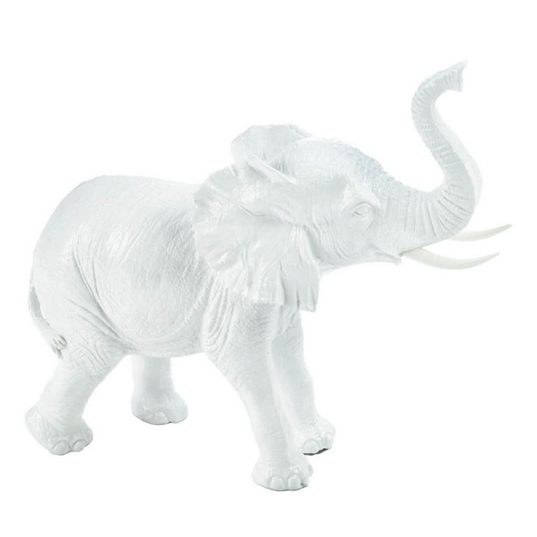 Trumpeting White Elephant Statue - Saunni Bee - Home Decor