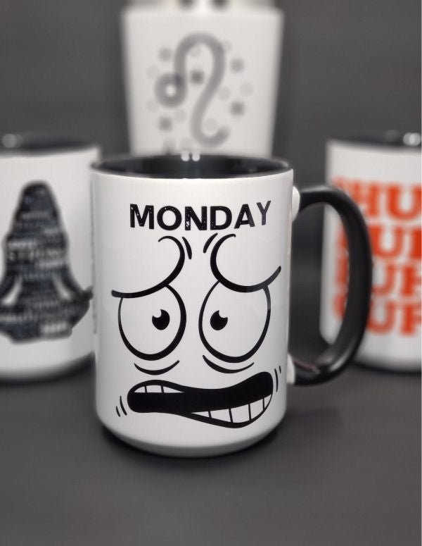 Uh-oh It's Monday Cartoon Expression Mug