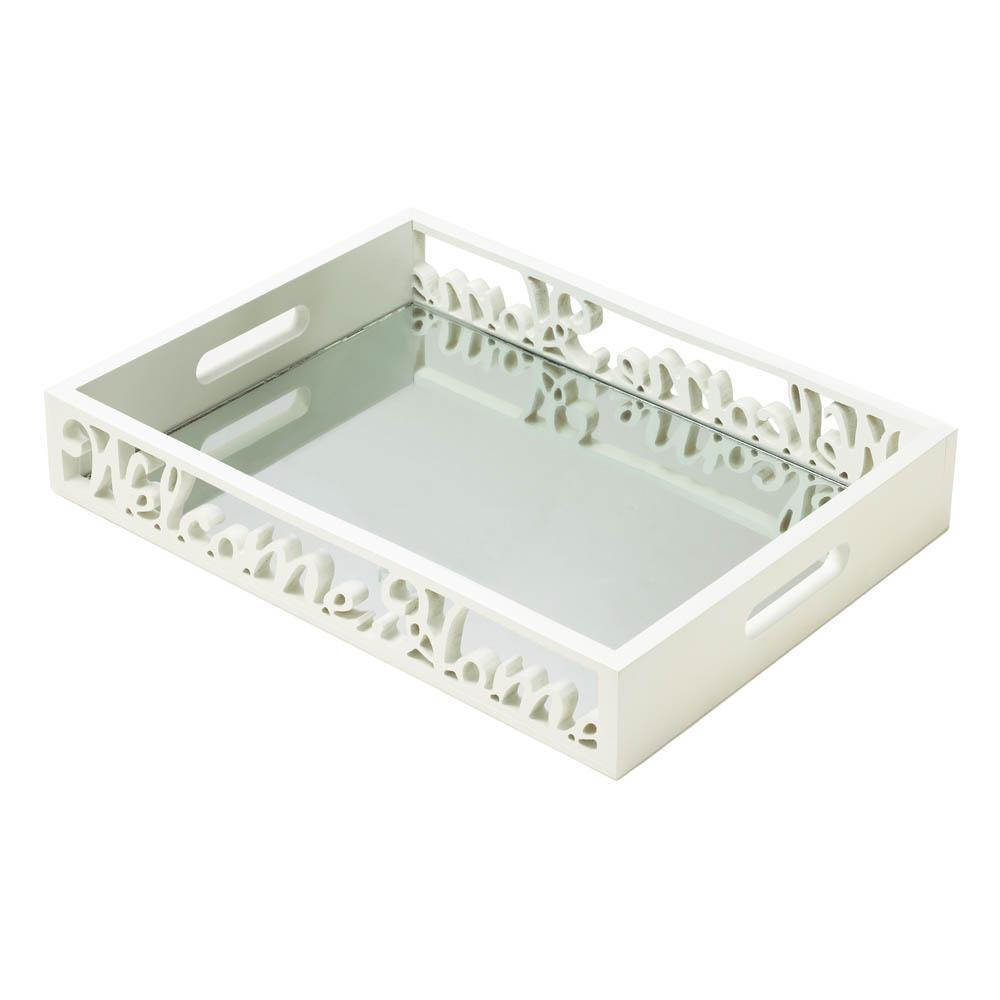 Welcome Home Mirrored Tray - Saunni Bee - Home Decor